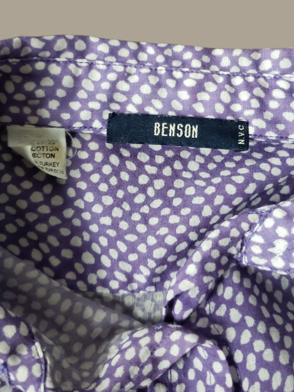 Benson Womens Purple Polka Dot Button-Up Shirt Purple Small - Picture 4 of 10